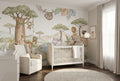 Sage Watercolour Safari River Wallpaper Mural