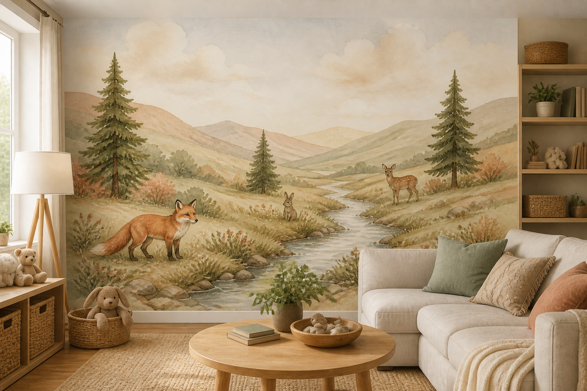 Sage Woodland Wallpaper Mural product view