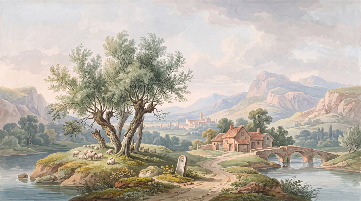 custom sage village wall removable non woven vinyl stick on wallpaper mural main