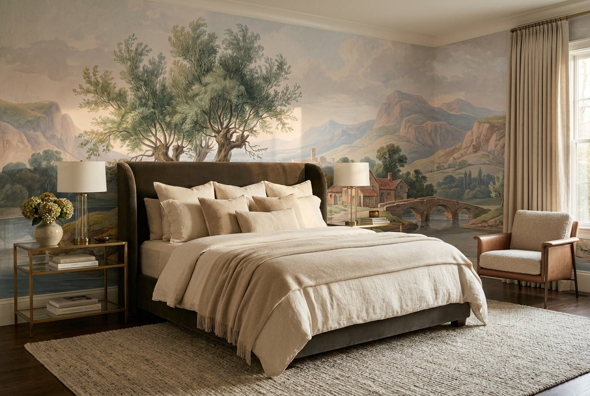 custom sage village wallpaper mural bedroom self adhesive non woven vinyl removable