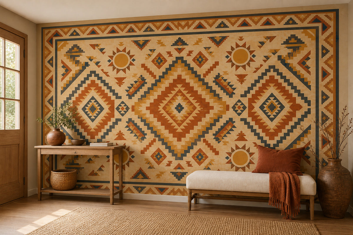 Sand Aztec Sun Wallpaper Mural product view