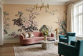 Warm Beige Peony And Rock Garden Wallpaper Mural