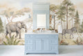 Neutral Vintage Safari Animals Wallpaper Mural
