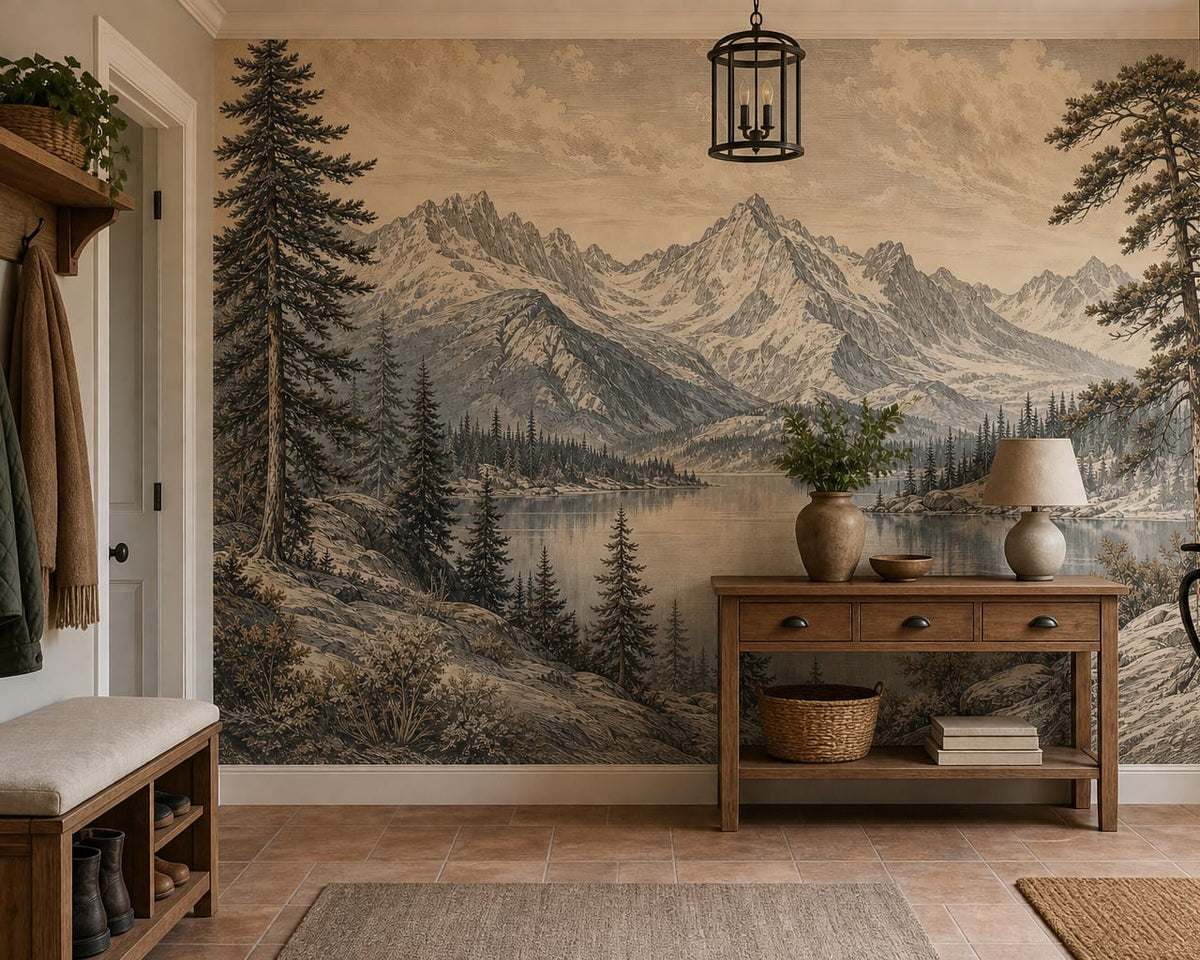 Sepia Alpine Wallpaper Mural product view