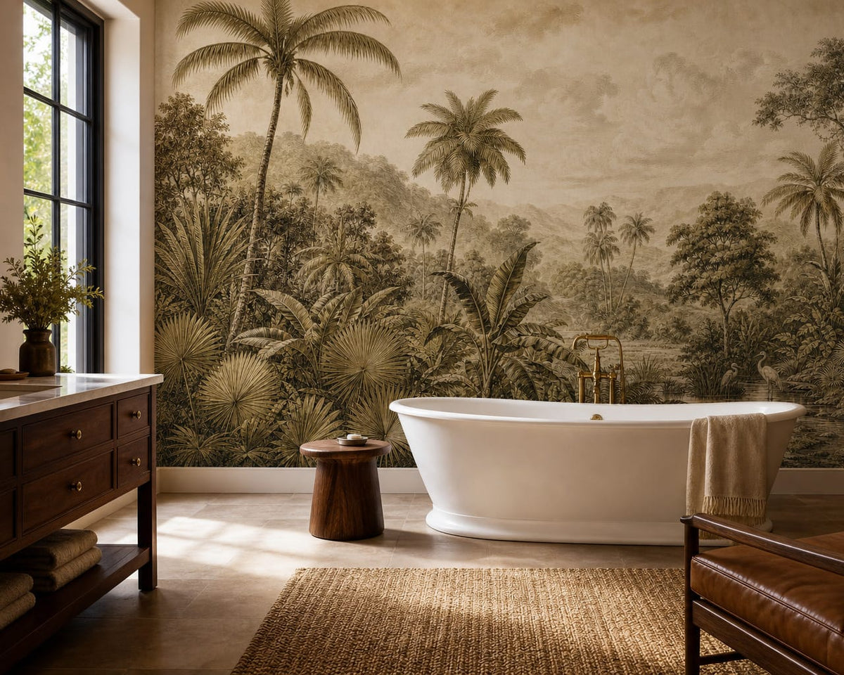 Sepia Palm Wallpaper Mural product view