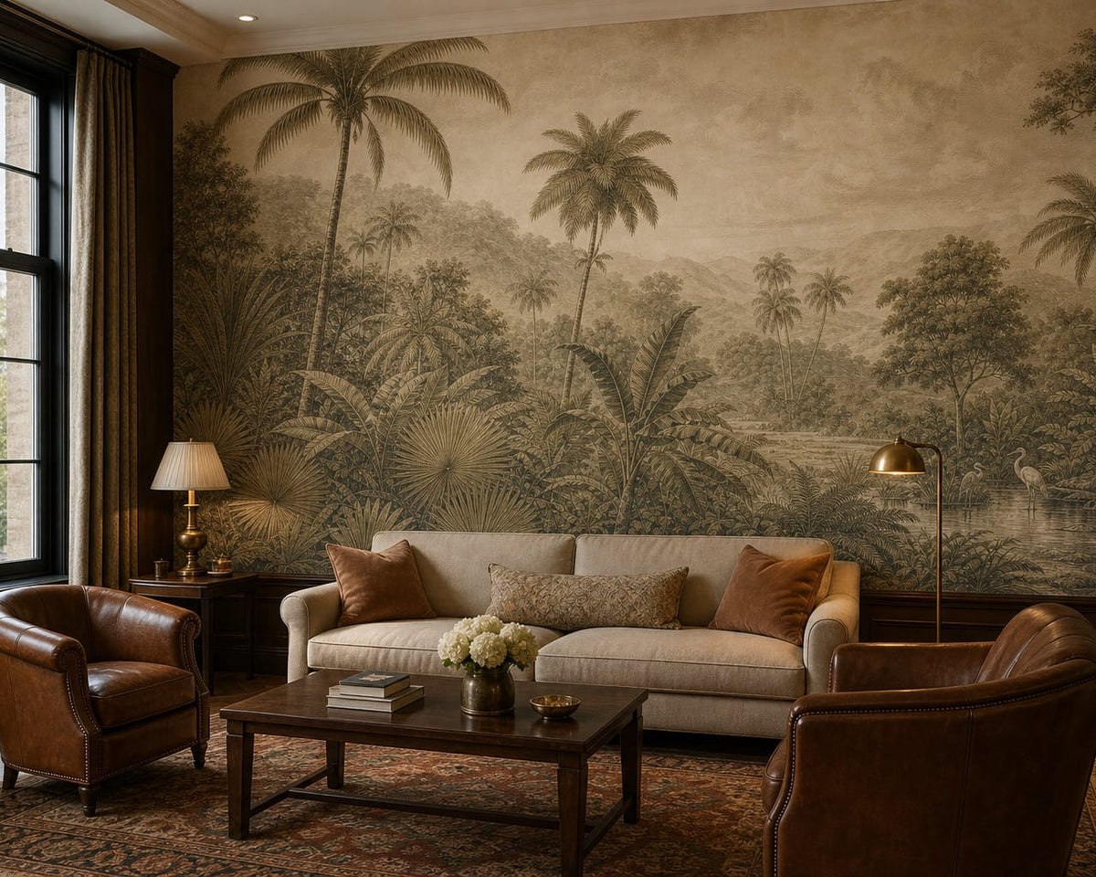 Sepia Palm Wallpaper Mural product view