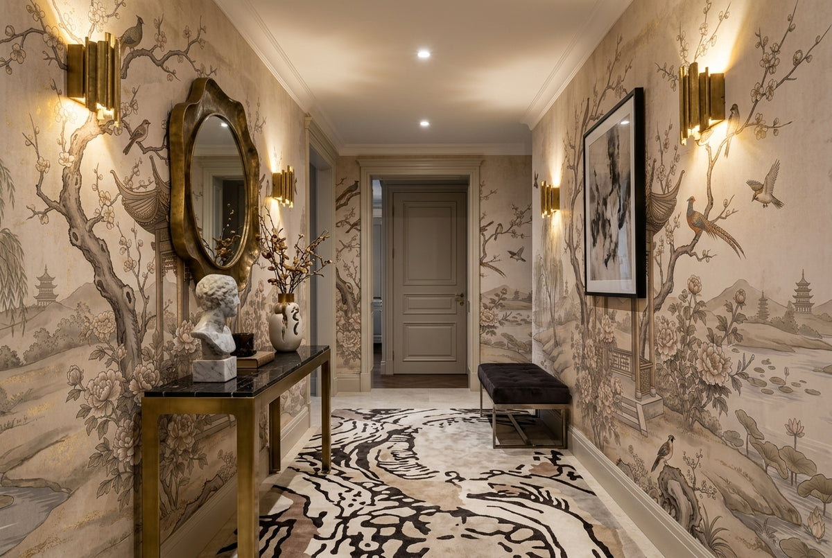 custom sepia pavilion hallway removable non woven vinyl self adhesive wallpaper mural