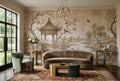 Sepia Riverside Pavilion Scene Wallpaper Mural
