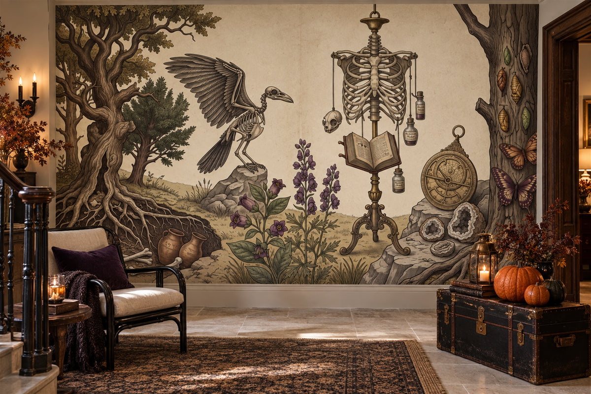 custom stairway beige skeleton removable stick on non woven vinyl wallpaper mural