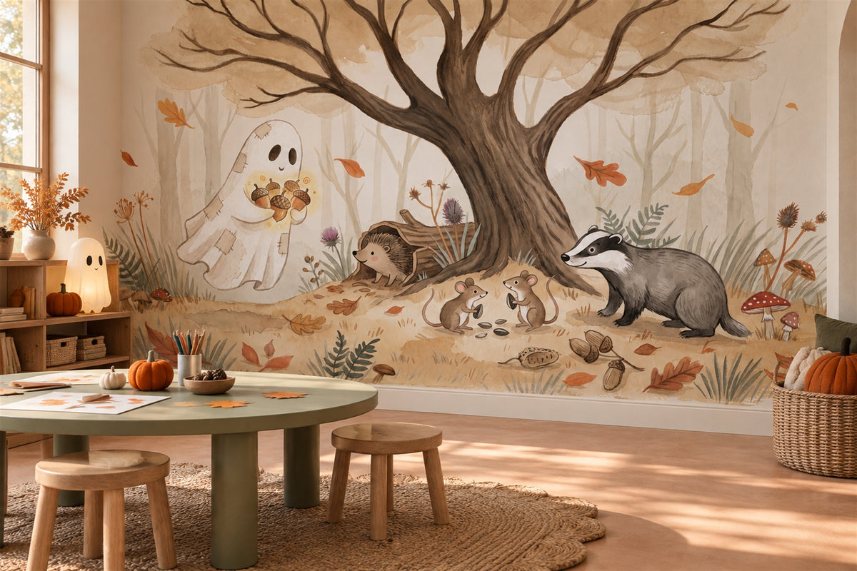 custom studio beige woodland removable peel and stick non woven vinyl wallpaper mural