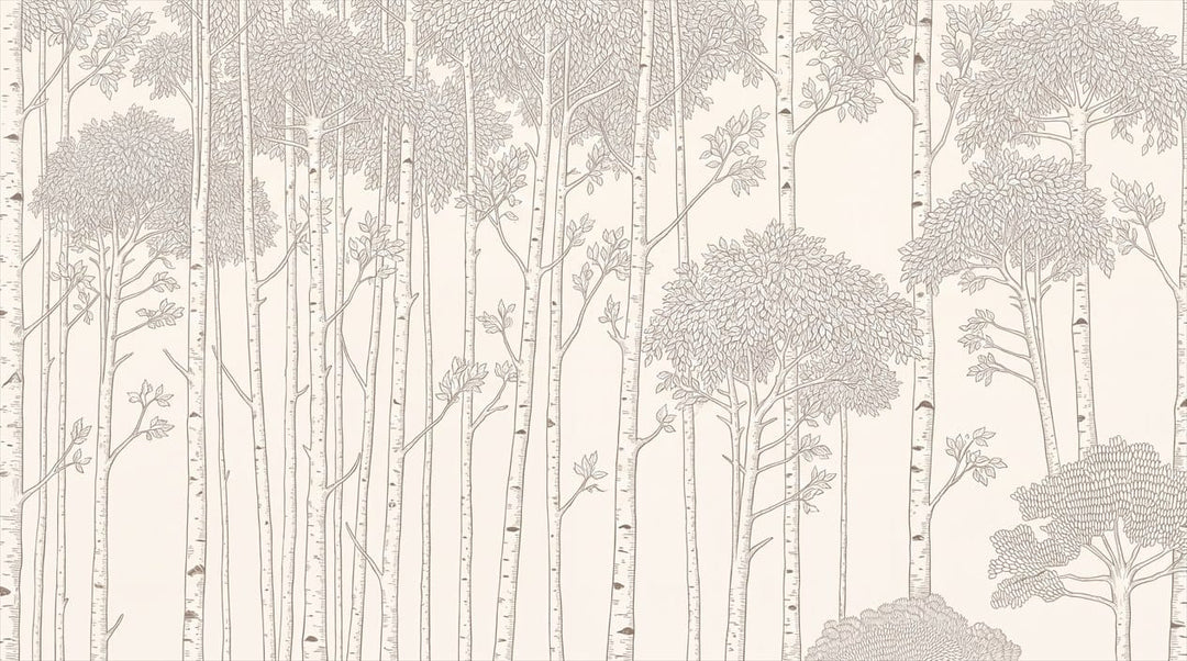 Winter Tan Landscape Nordic Birch Forest Wallpaper Mural in custom