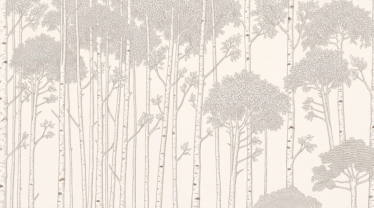 Winter Tan Landscape Nordic Birch Forest Wallpaper Mural