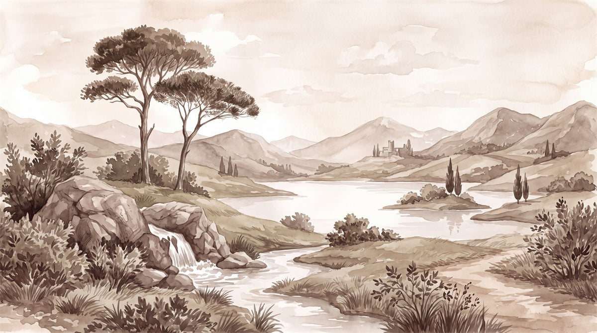 custom taupe lake wall removable non woven vinyl stick on wallpaper mural main