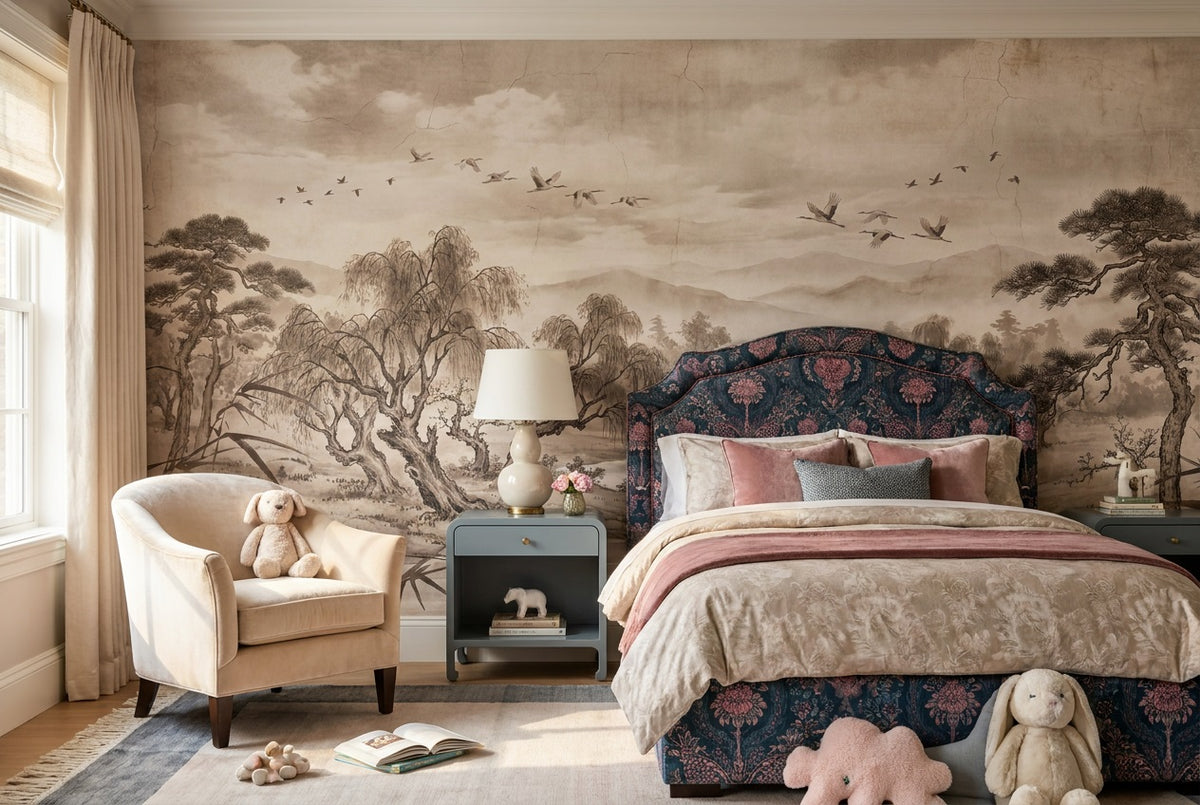 custom taupe landscape wallpaper mural kids self adhesive non woven vinyl removable