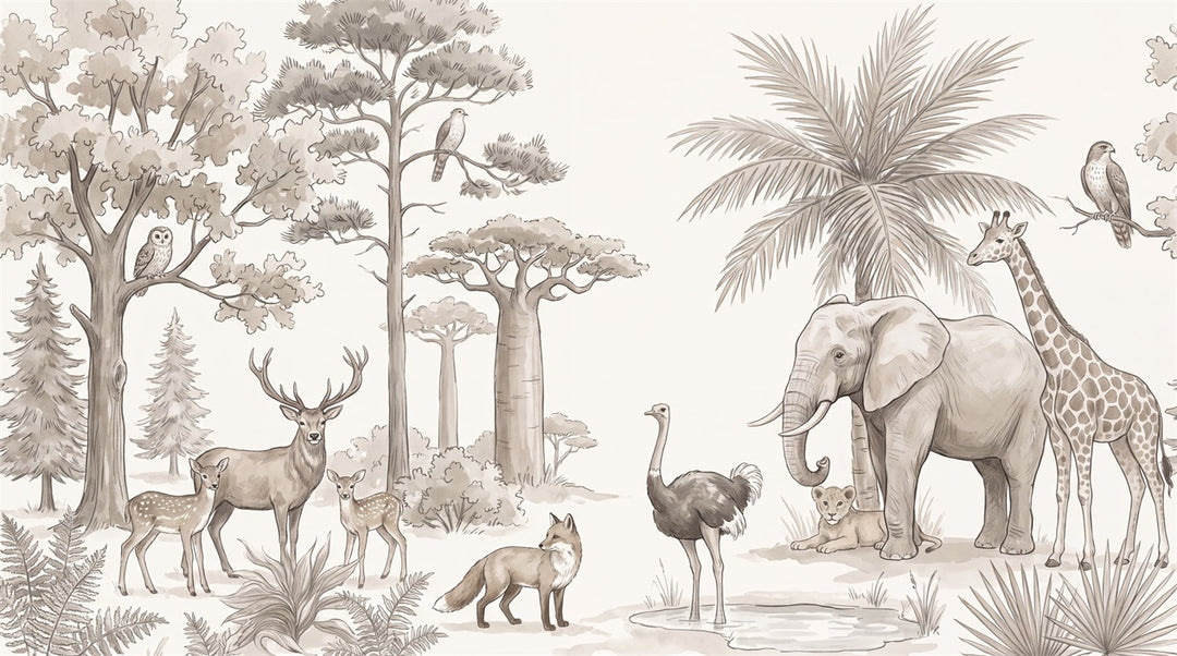 custom taupe safari wallpaper mural wall peel and stick non woven vinyl removable main