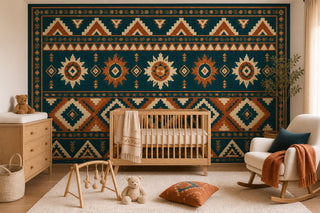 Teal Aztec Wallpaper Mural
