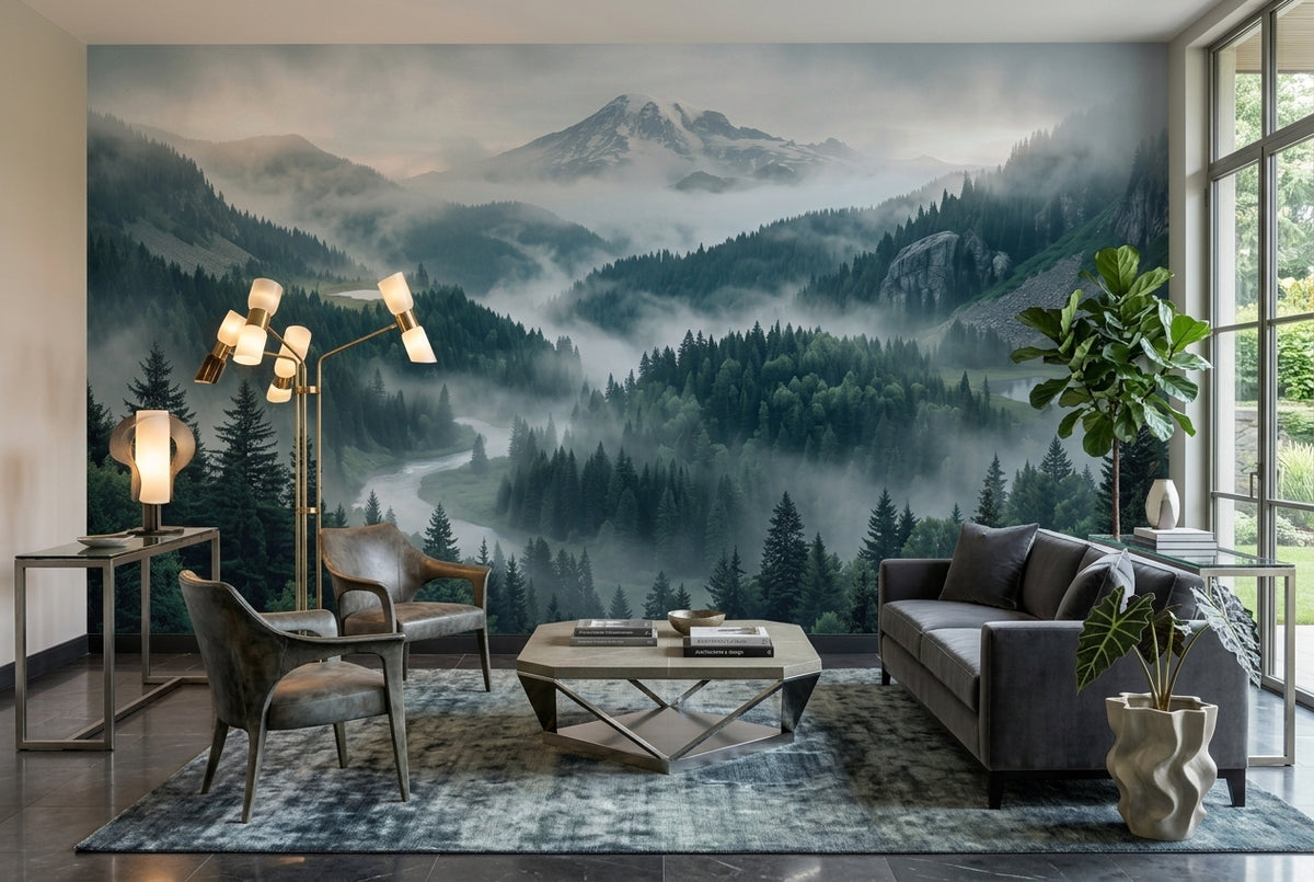 custom teal forest wallpaper mural lounge peel and stick non woven vinyl removable