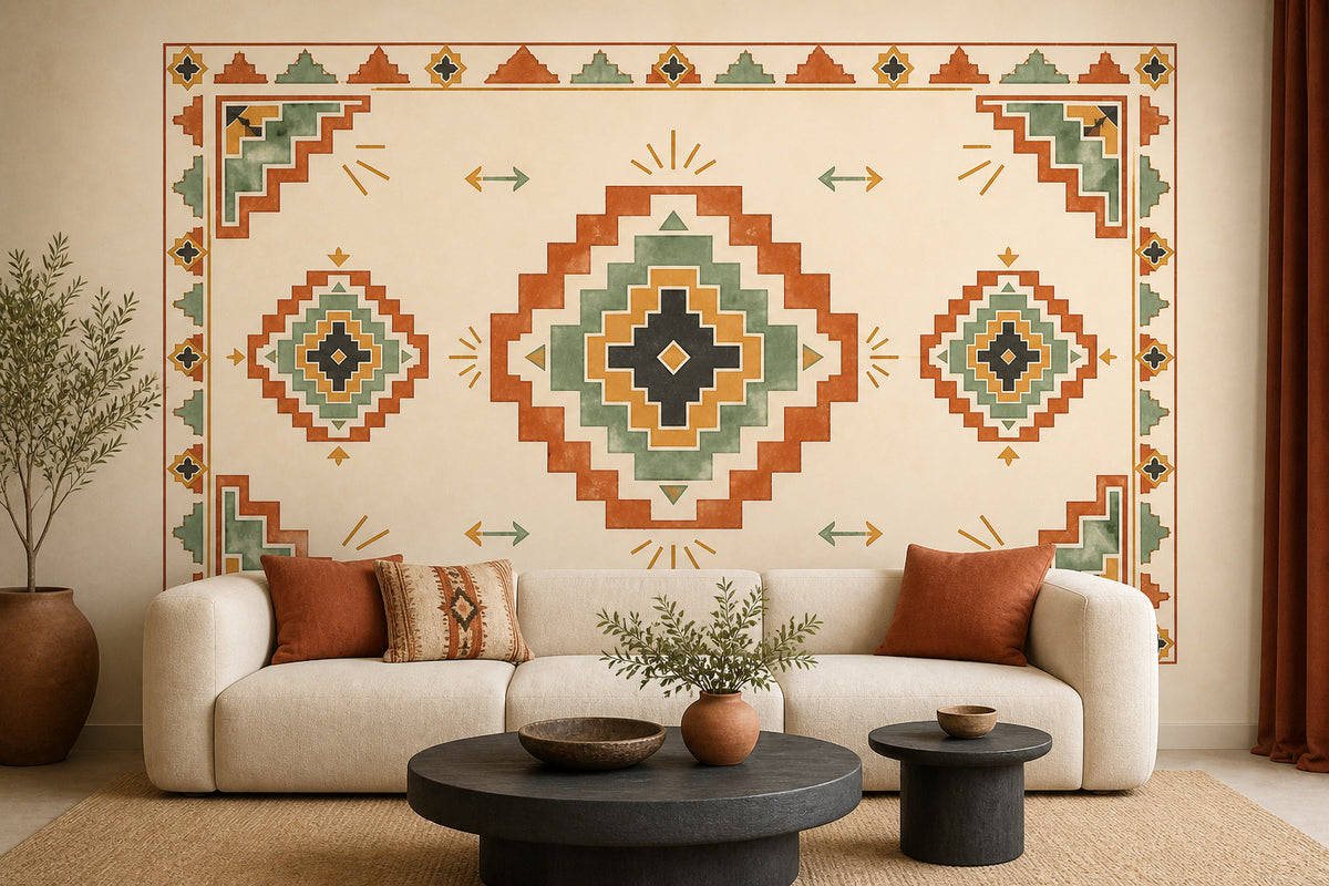 Terracotta Aztec Wallpaper Mural product view