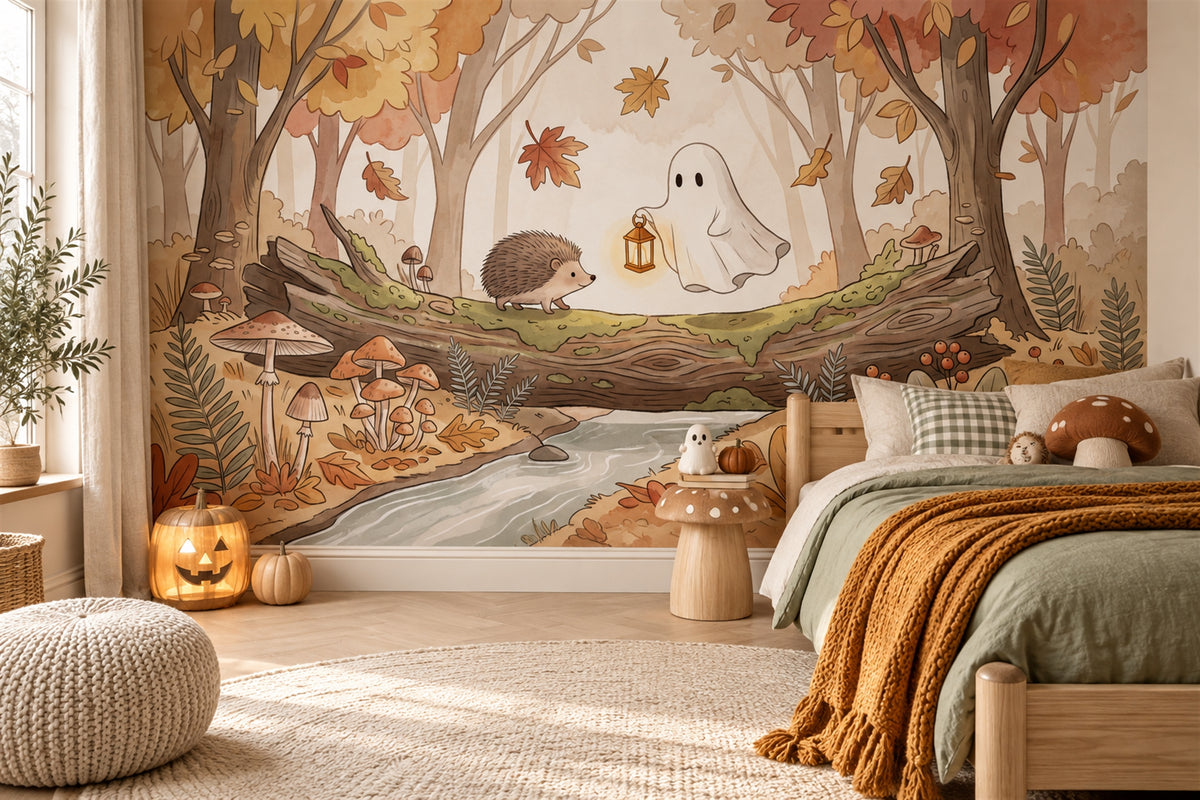 cute beige ghost wallpaper mural kids room custom removable non woven vinyl stick on