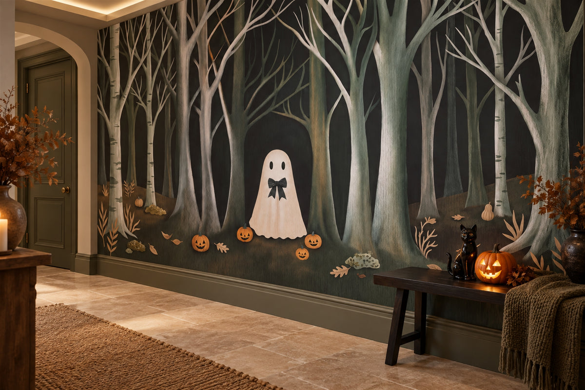 cute teal ghost custom self adhesive wallpaper mural hallway removable non woven vinyl