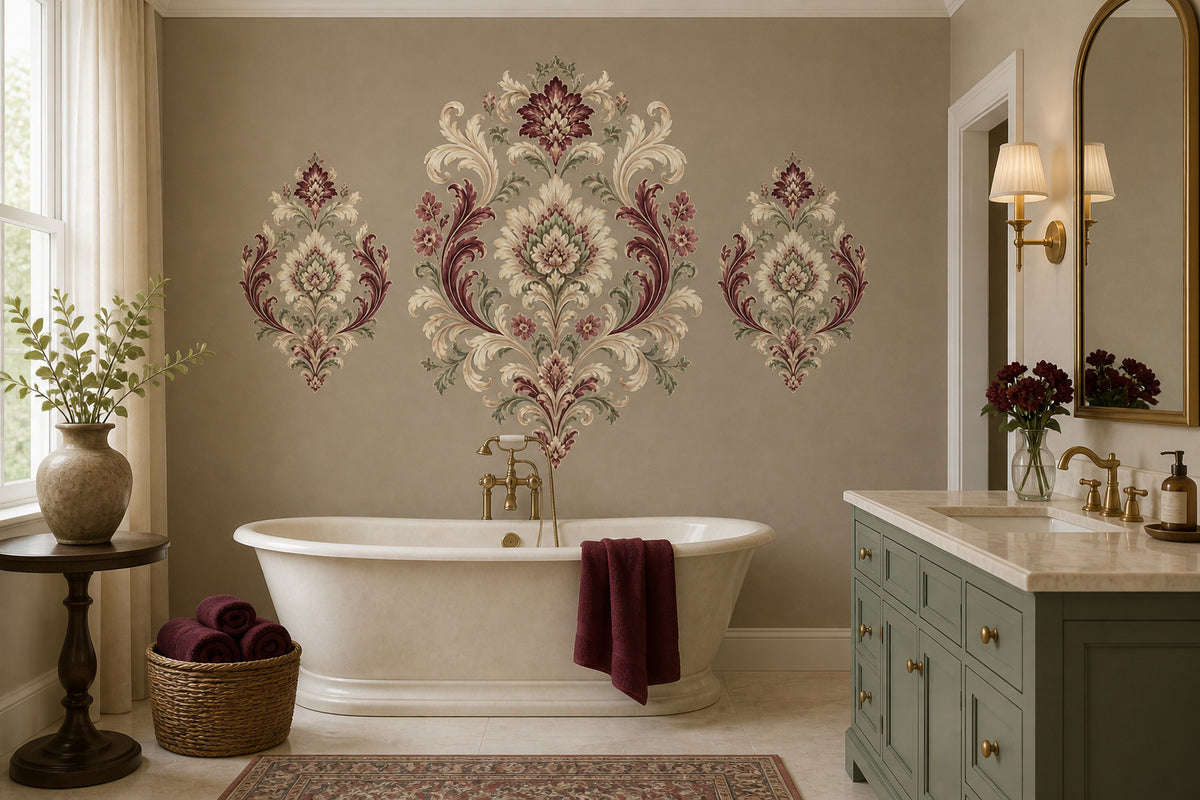 Sage Damask Wallpaper Mural product view