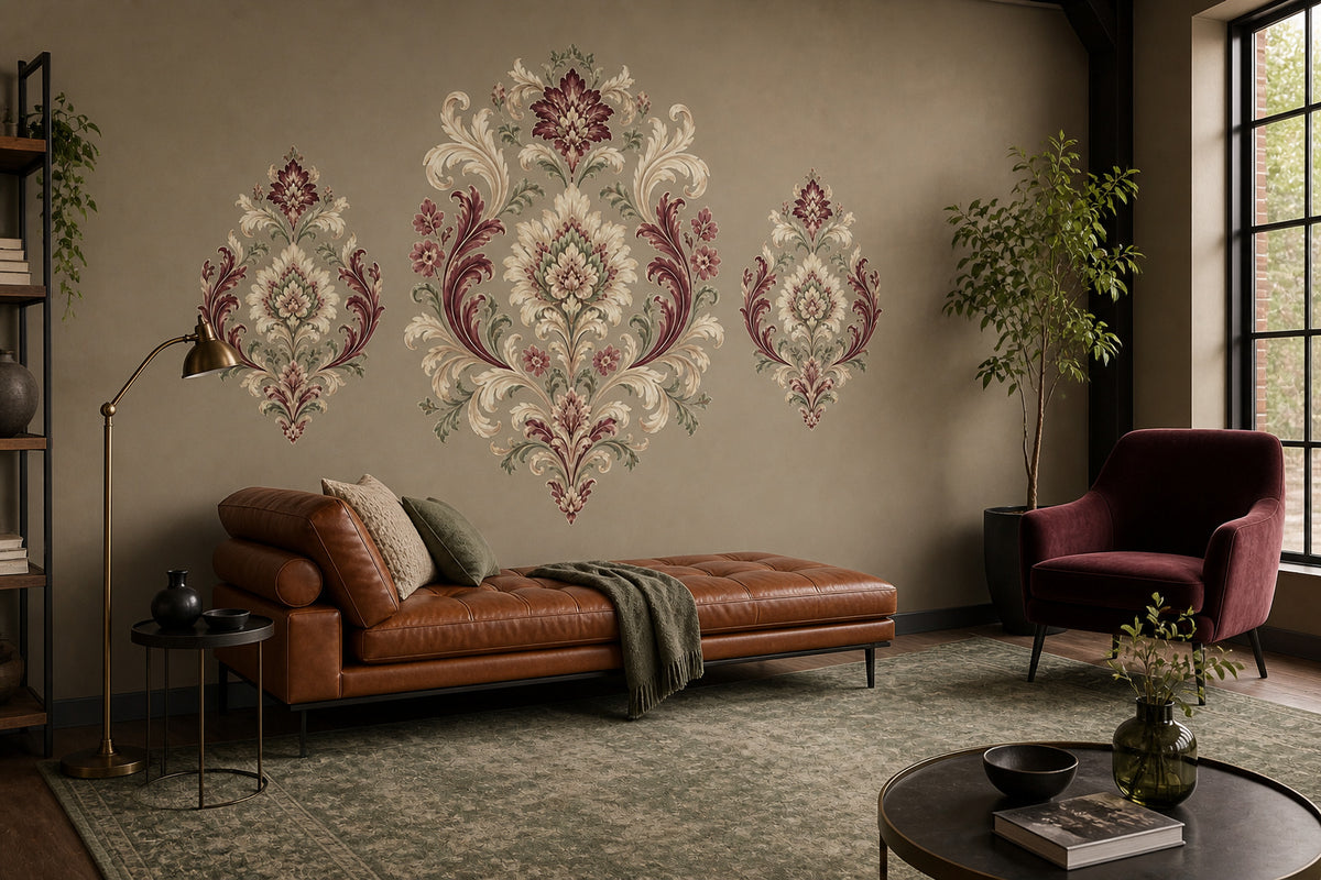 Sage Damask Wallpaper Mural product view