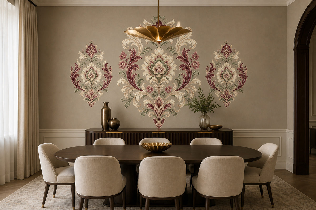 Sage Damask Wallpaper Mural product view