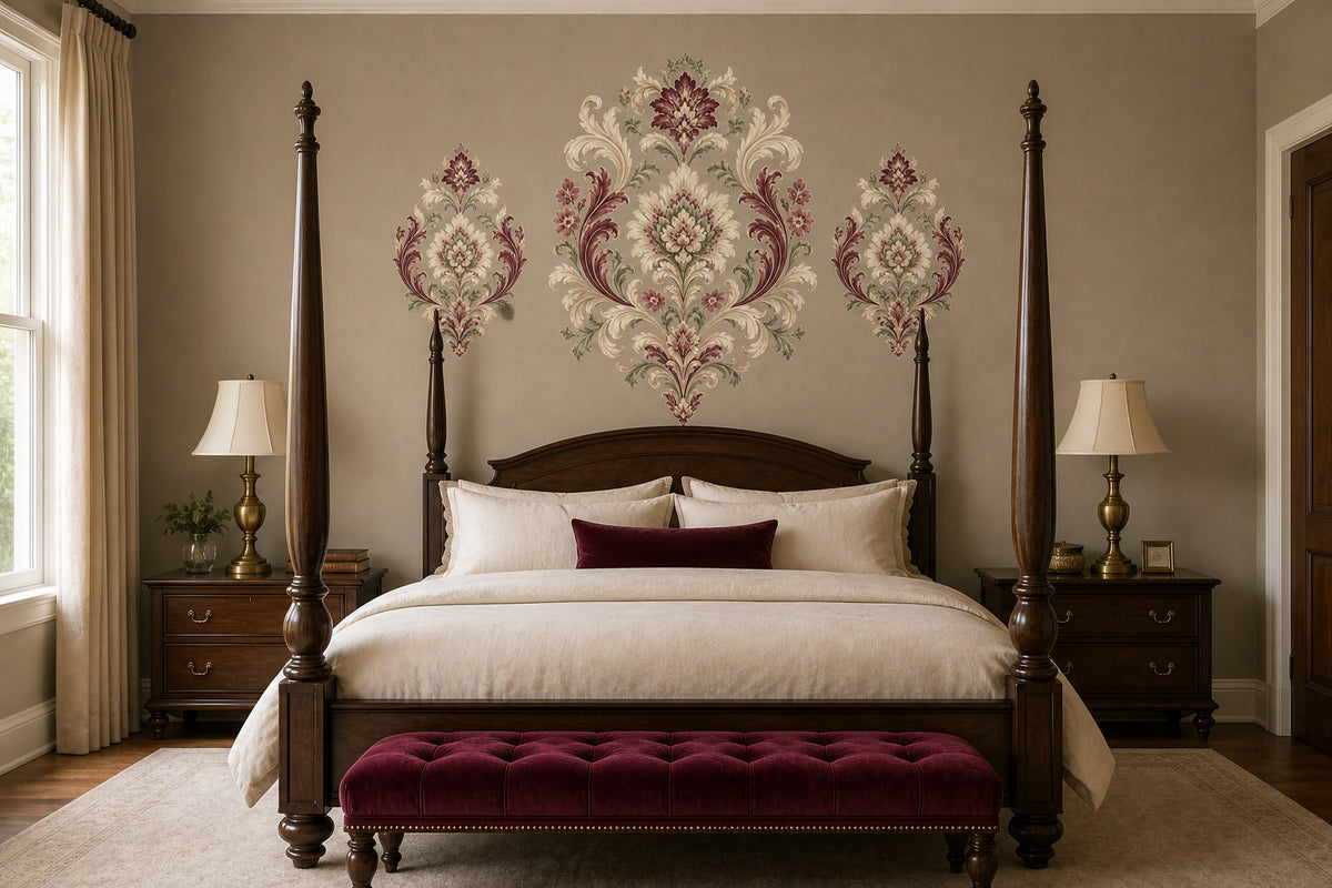 Sage Damask Wallpaper Mural product view