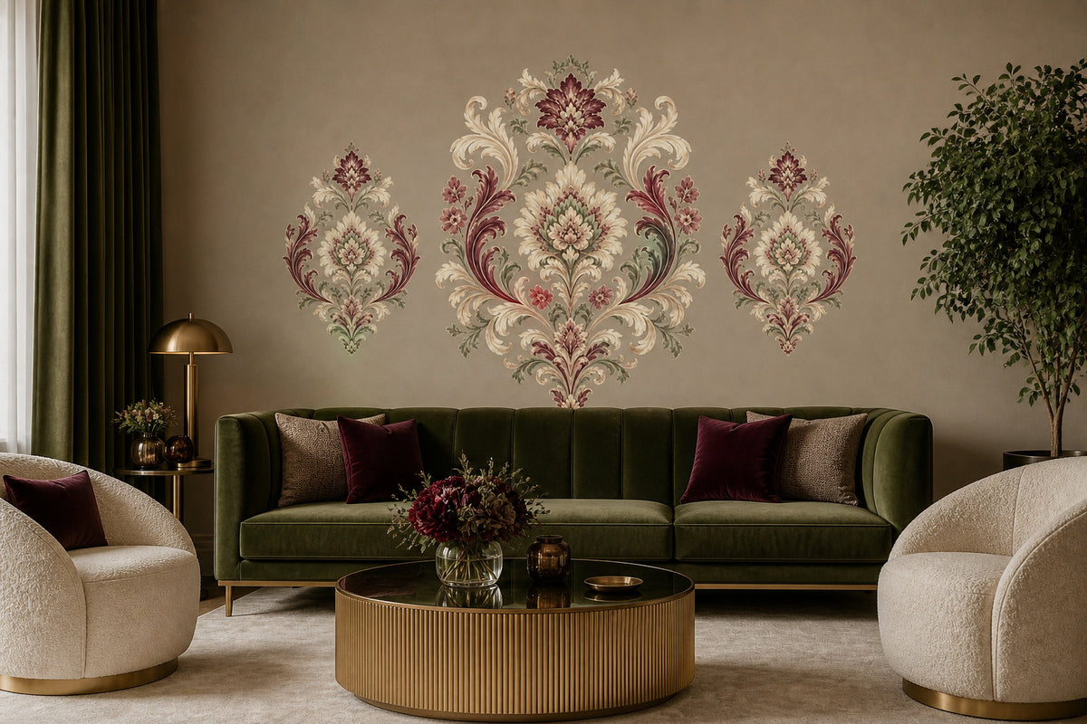 Sage Damask Wallpaper Mural product view