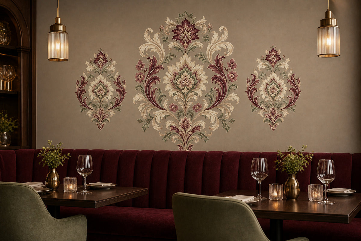 Sage Damask Wallpaper Mural product view