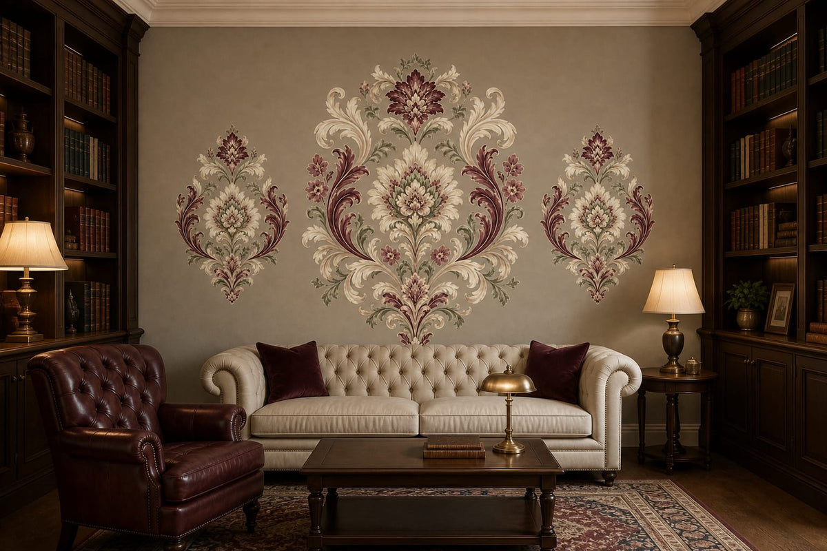 Sage Damask Wallpaper Mural product view