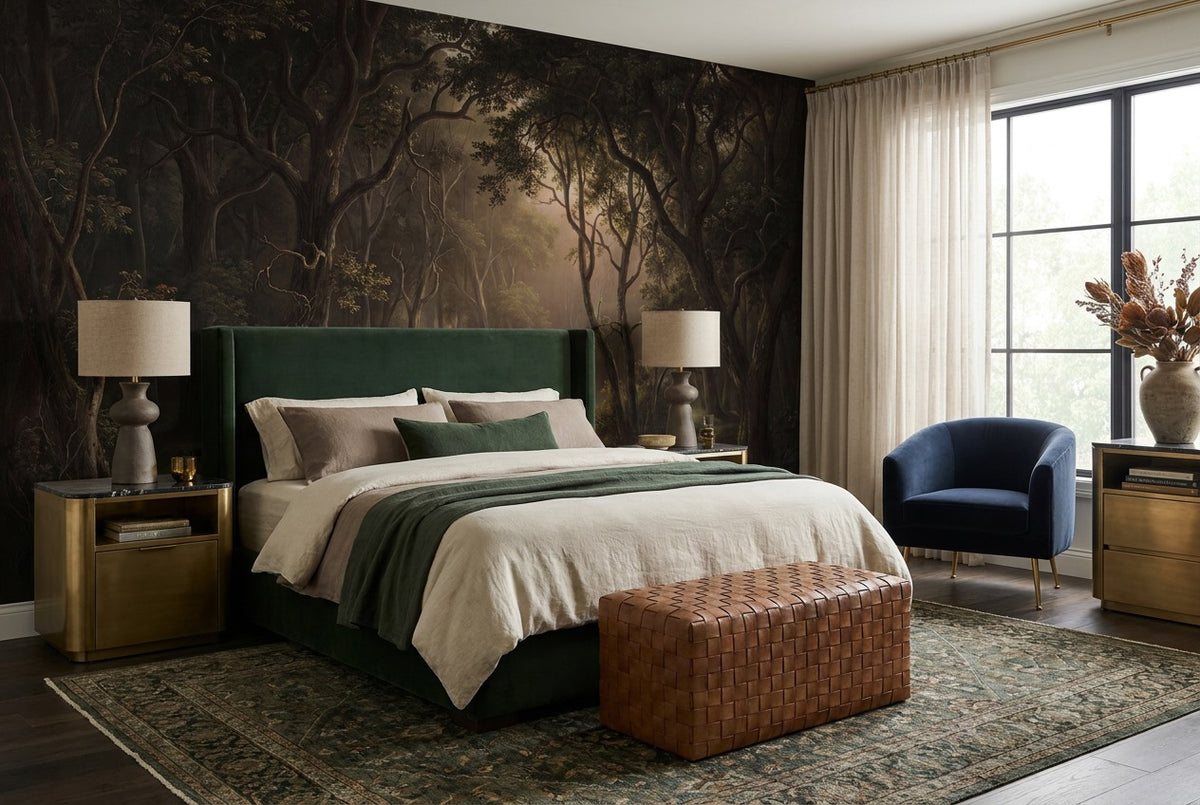 dark forest wallpaper mural custom bedroom calm stick on vinyl removable non woven
