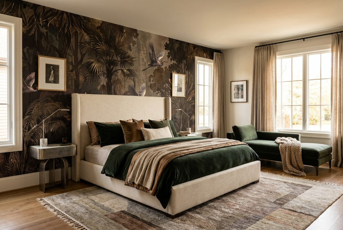 dark forest wallpaper mural custom bedroom v2 bird stick on vinyl removable non woven
