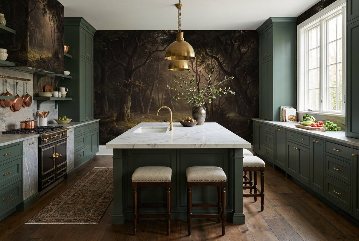 dark forest wallpaper mural custom kitchen calm stick on vinyl removable non woven