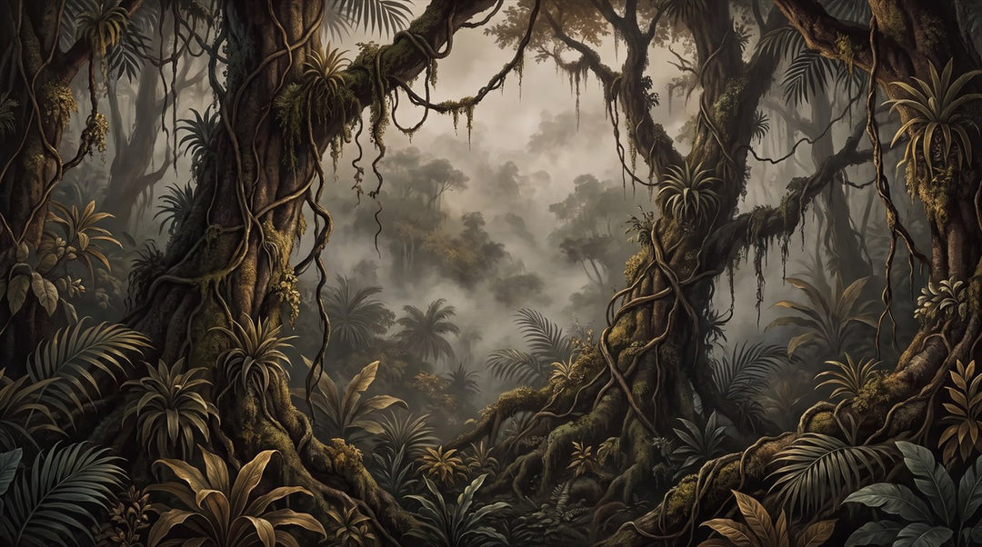 dark forest wallpaper mural custom main image sepia stick on vinyl removable non woven