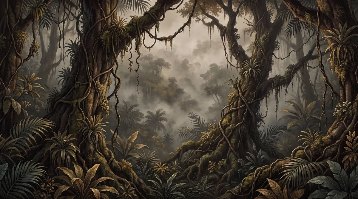 dark forest wallpaper mural custom main image sepia stick on vinyl removable non woven