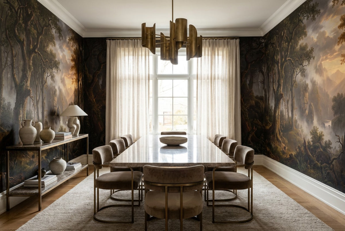 dark forest wallpaper mural dining room custom stick on non woven vinyl removable