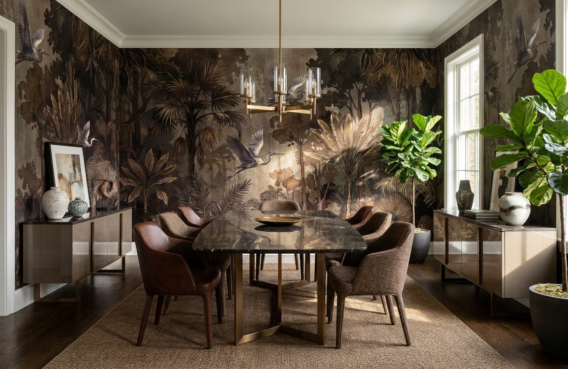 dark forest wallpaper mural dining room v1 custom stick on non woven vinyl removable