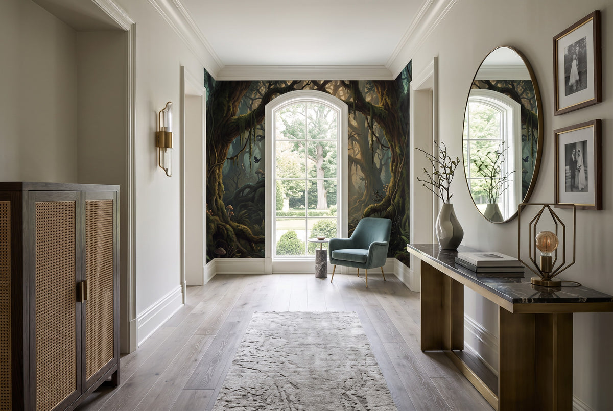 dark forest wallpaper mural glow hallway custom stick on non woven vinyl removable