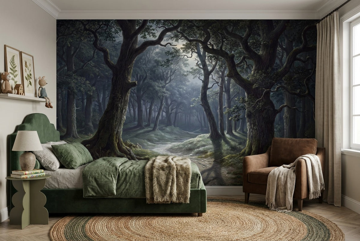 dark forest wallpaper mural glow kids room custom stick on non woven vinyl removable