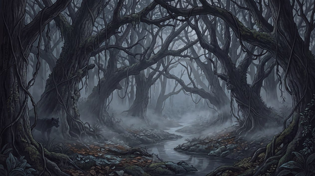 Dark Misty Forest Wallpaper Mural