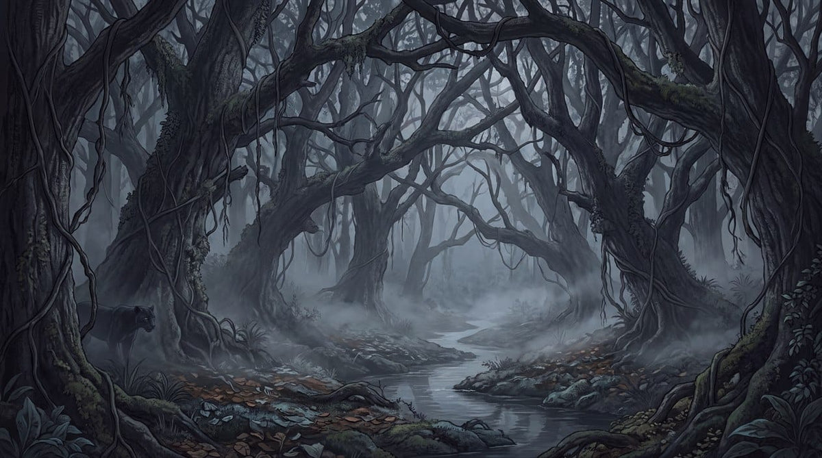 Dark Misty Forest Wallpaper Mural