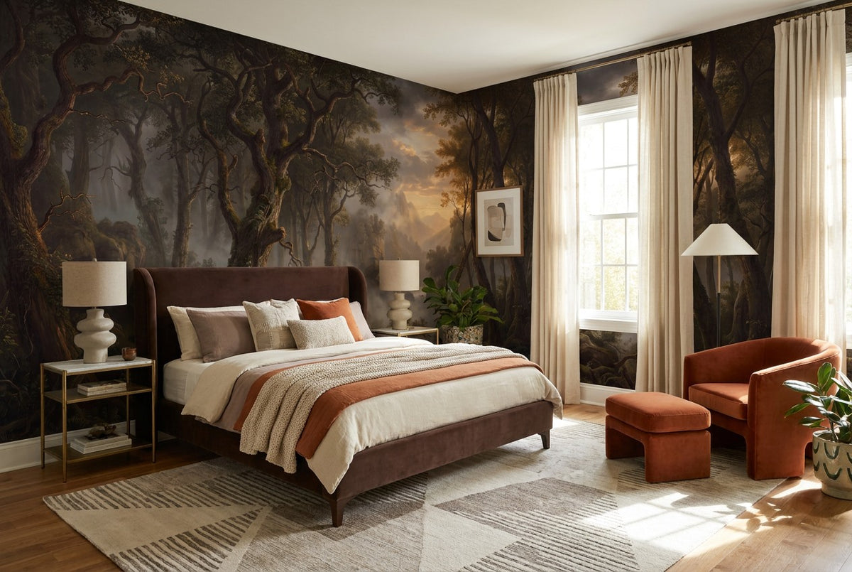 dark forest wallpaper mural mountain bedroom custom stick on non woven vinyl removable