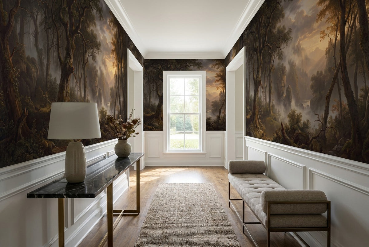 dark forest wallpaper mural mountain hallway custom stick on non woven vinyl removable