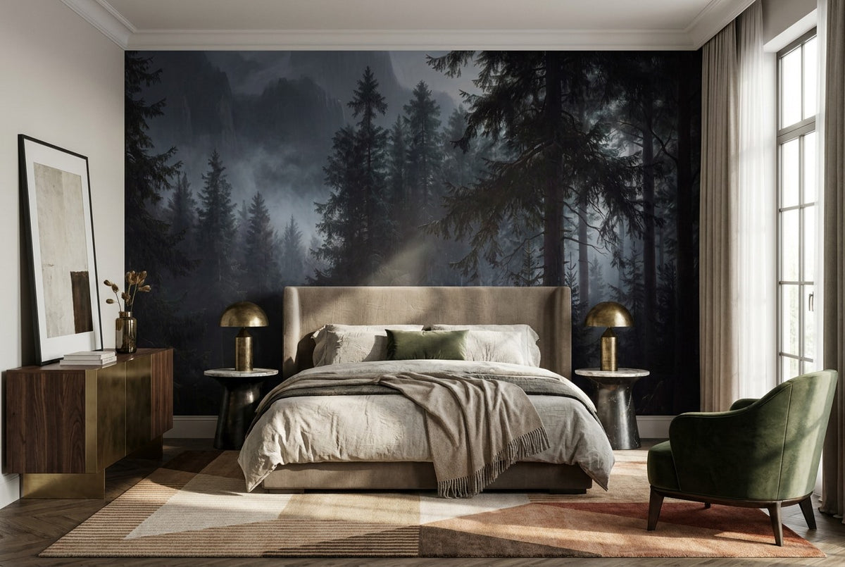 dark forest wallpaper mural pine bedroom custom stick on non woven vinyl removable