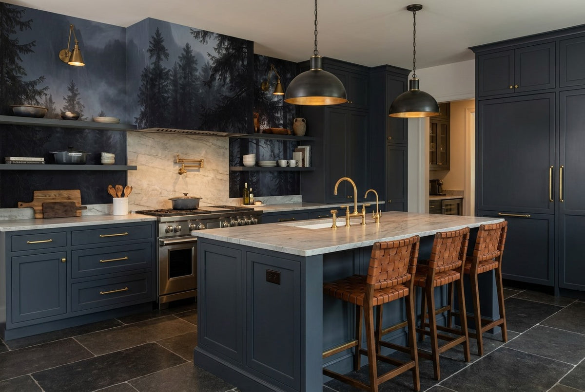 dark forest wallpaper mural pine kitchen v2 custom stick on non woven vinyl removable