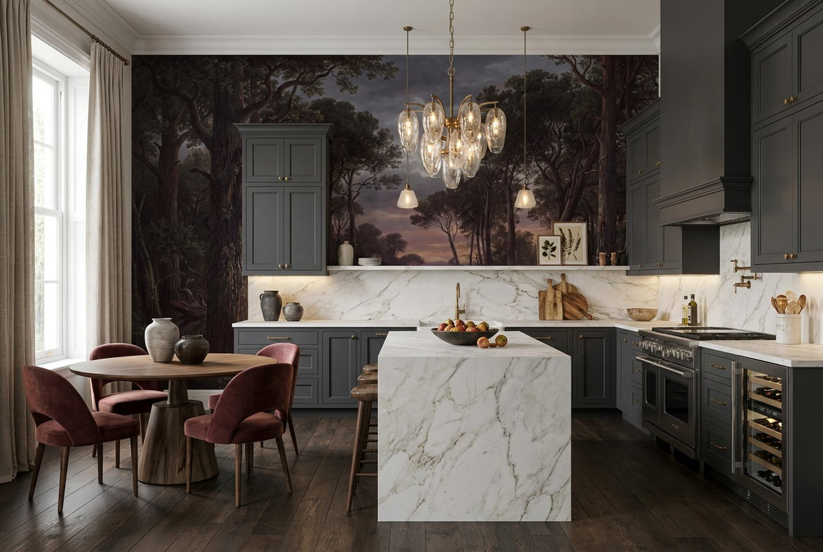 dark forest wallpaper mural twilight kitchen custom stick on non woven vinyl removable