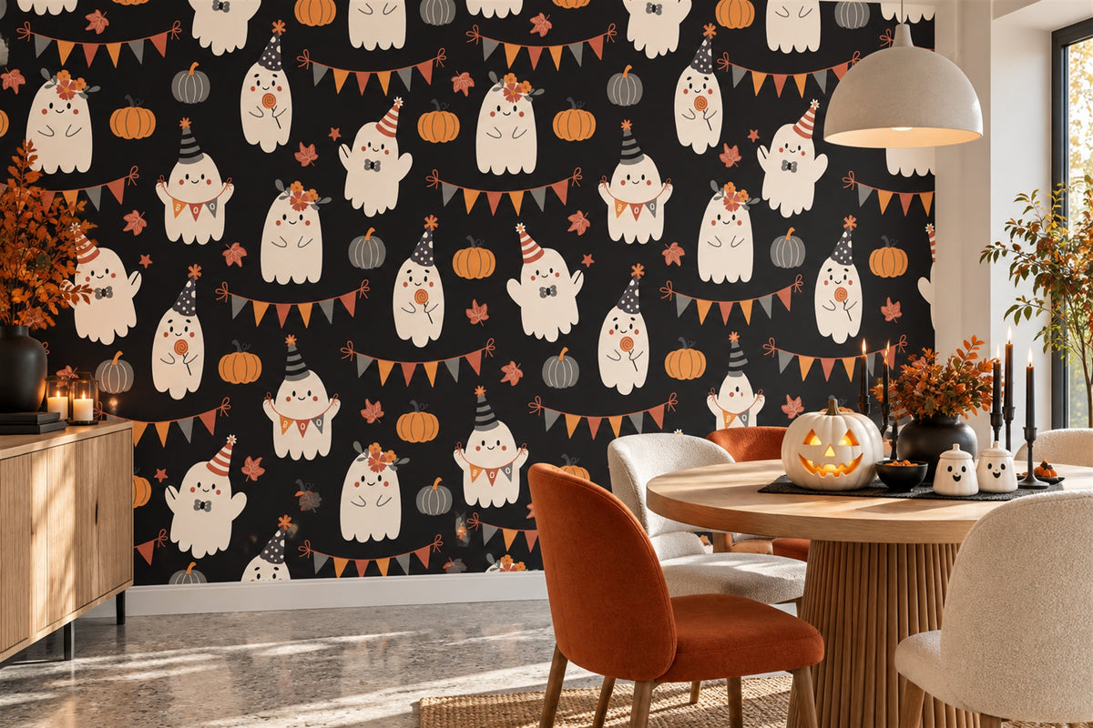 dining black ghosts custom non woven vinyl self adhesive removable wallpaper mural
