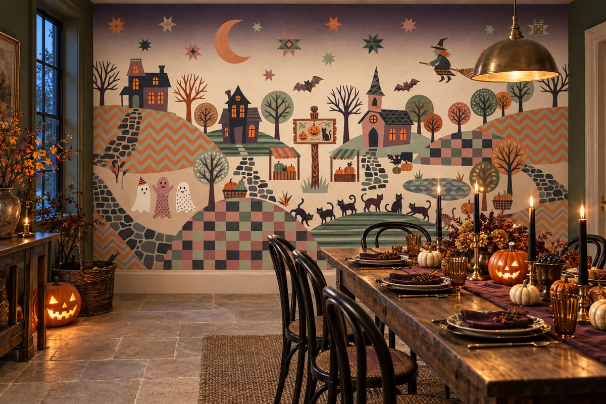 dining orange village custom non woven vinyl self adhesive removable wallpaper mural