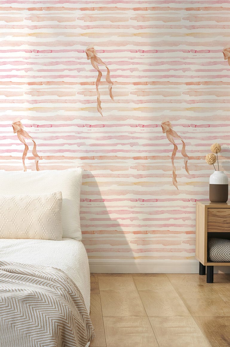 Tropical Monkey Bliss wallpaper in a bedroom with light wood flooring, cream sofa, and modern decor.
